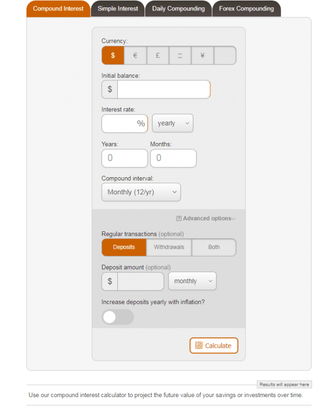 Compound interest calculator