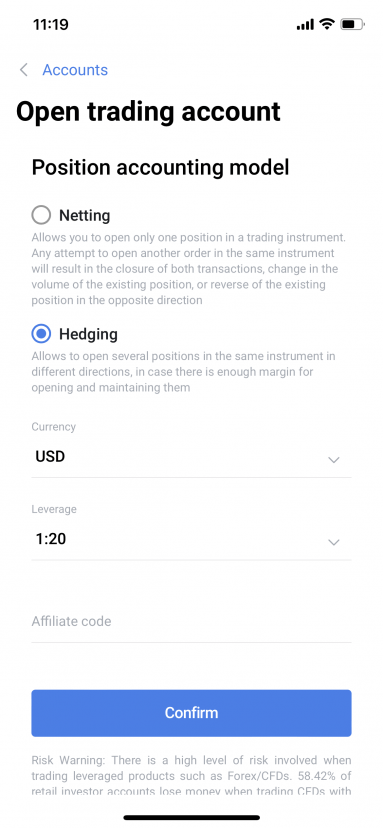 R StocksTrader - Hedging account